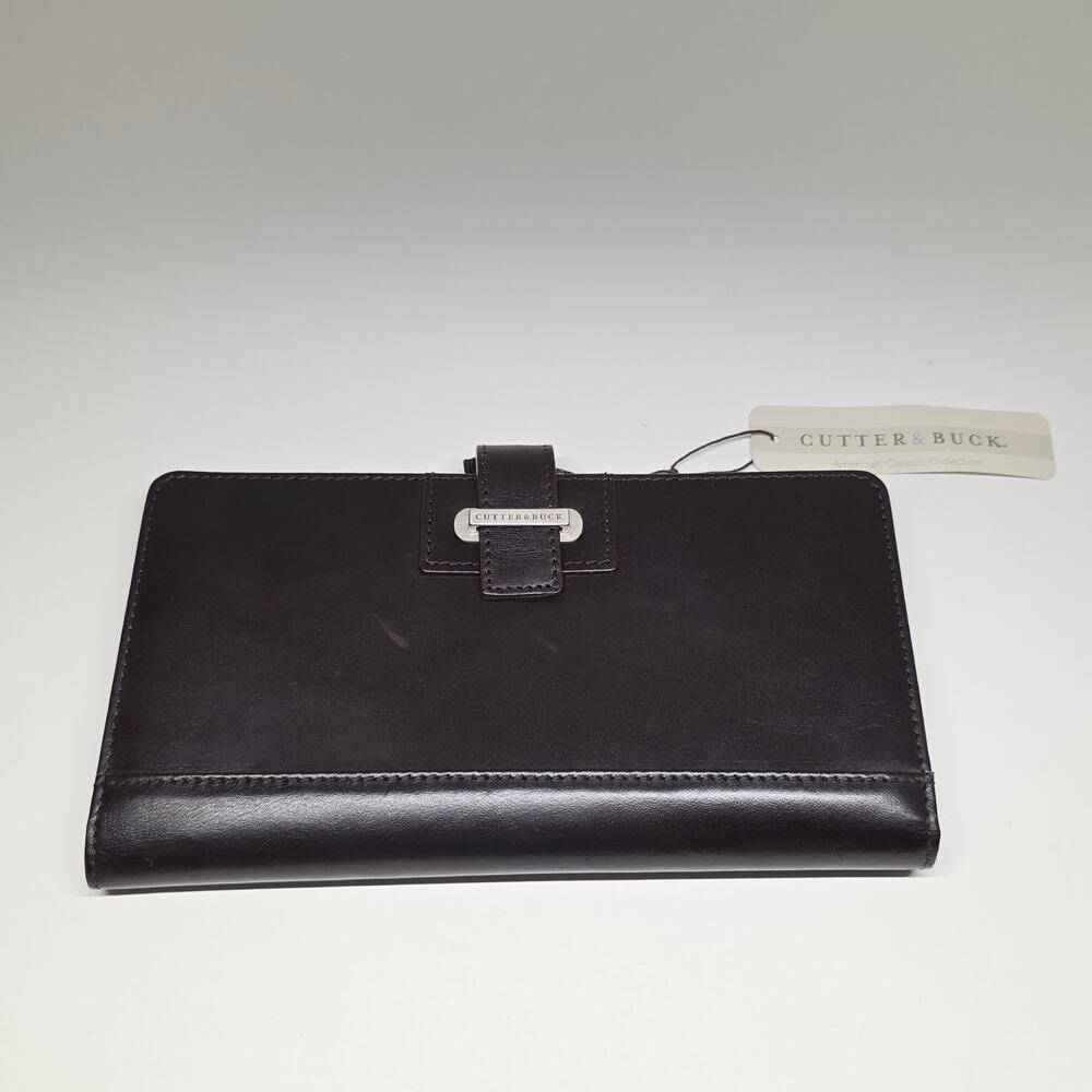 Cutter & Buck Leather Travel Organizer Brown Snap Closure Document Holder